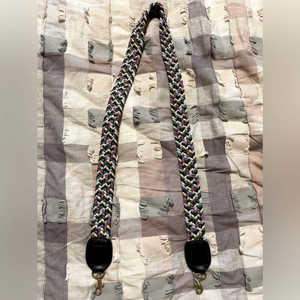 Colorful woven Clare V bag strap